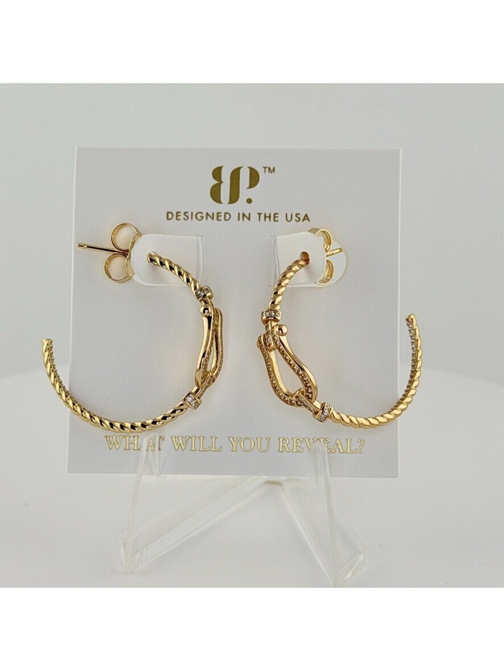 Bomb Party Vermeil Earrings RARE UNICORN Clear Cz on .925 Sterling w/ Gold
